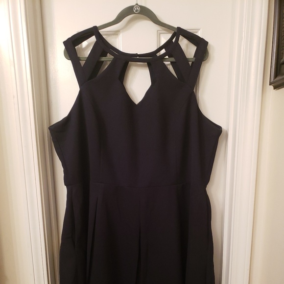 City Chic Navy Blue Fit and Flare Dress Formal - Picture 4 of 5